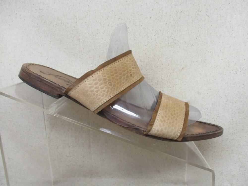 FREE PEOPLE Beige Leather Slides Sandals Womens Size 38 EUR